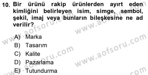 Destinasyon Yönetimi Dersi 2020 - 2021 Yılı Yaz Okulu Sınav Soruları 10. Soru