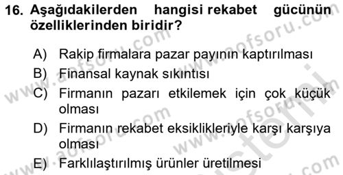 Destinasyon Yönetimi Dersi 2020 - 2021 Yılı Yaz Okulu Sınav Soruları 16. Soru