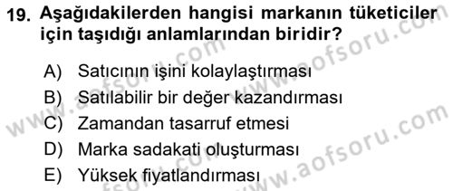 Destinasyon Yönetimi Dersi 2020 - 2021 Yılı Yaz Okulu Sınav Soruları 19. Soru