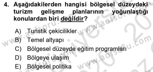 Destinasyon Yönetimi Dersi 2020 - 2021 Yılı Yaz Okulu Sınav Soruları 4. Soru