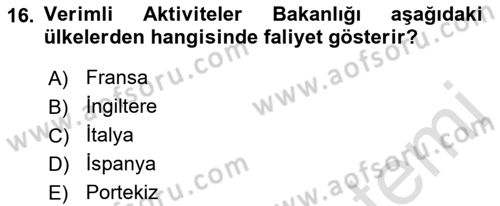 Destinasyon Yönetimi Dersi 2021 - 2022 Yılı (Vize) Ara Sınav Soruları 16. Soru