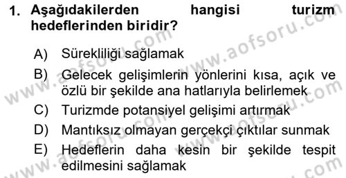Destinasyon Yönetimi Dersi 2021 - 2022 Yılı (Final) Dönem Sonu Sınav Soruları 1. Soru