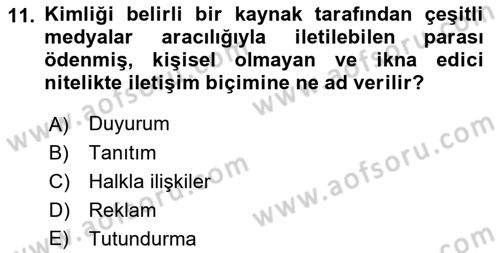 Destinasyon Yönetimi Dersi 2021 - 2022 Yılı (Final) Dönem Sonu Sınav Soruları 11. Soru