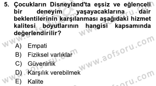 Destinasyon Yönetimi Dersi 2021 - 2022 Yılı (Final) Dönem Sonu Sınav Soruları 5. Soru