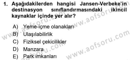 Destinasyon Yönetimi Dersi 2021 - 2022 Yılı Yaz Okulu Sınav Soruları 1. Soru