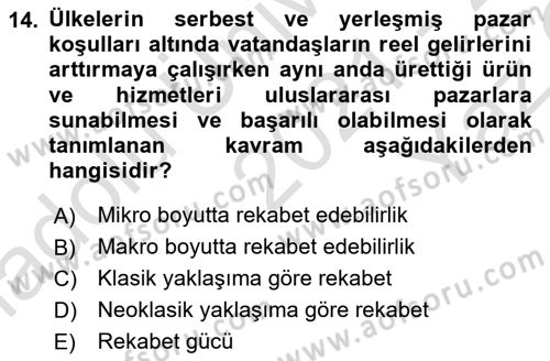 Destinasyon Yönetimi Dersi 2021 - 2022 Yılı Yaz Okulu Sınav Soruları 14. Soru