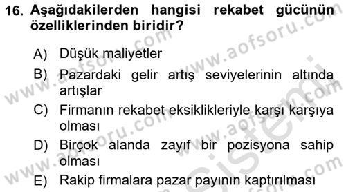 Destinasyon Yönetimi Dersi 2021 - 2022 Yılı Yaz Okulu Sınav Soruları 16. Soru