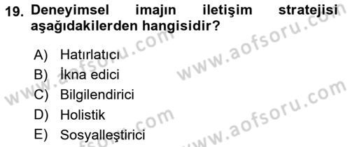 Destinasyon Yönetimi Dersi 2021 - 2022 Yılı Yaz Okulu Sınav Soruları 19. Soru