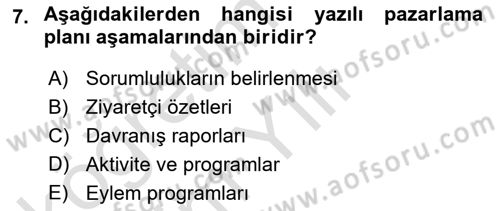 Destinasyon Yönetimi Dersi 2021 - 2022 Yılı Yaz Okulu Sınav Soruları 7. Soru