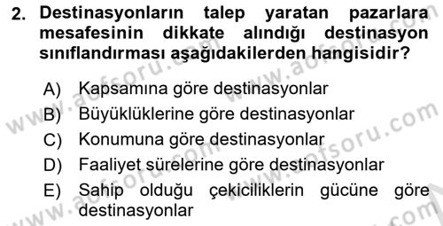 Destinasyon Yönetimi Dersi 2022 - 2023 Yılı Yaz Okulu Sınav Soruları 2. Soru