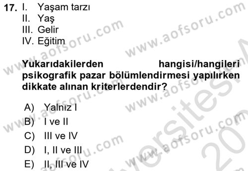Destinasyon Yönetimi Dersi 2023 - 2024 Yılı (Vize) Ara Sınav Soruları 17. Soru