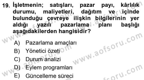Destinasyon Yönetimi Dersi 2023 - 2024 Yılı (Vize) Ara Sınav Soruları 19. Soru