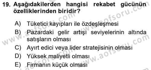 Destinasyon Yönetimi Dersi 2023 - 2024 Yılı (Final) Dönem Sonu Sınav Soruları 19. Soru