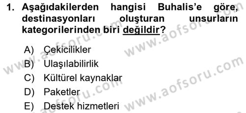 Destinasyon Yönetimi Dersi 2023 - 2024 Yılı Yaz Okulu Sınav Soruları 1. Soru