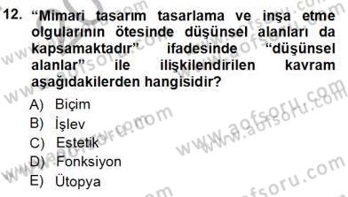 Turistik Alanlarda Mekan Tasarımı Dersi 2012 - 2013 Yılı (Vize) Ara Sınav Soruları 12. Soru