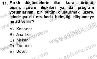 Turistik Alanlarda Mekan Tasarımı Dersi 2013 - 2014 Yılı (Final) Dönem Sonu Sınav Soruları 11. Soru