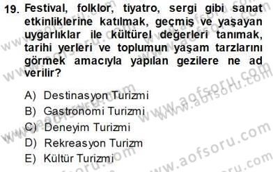 Turistik Alanlarda Mekan Tasarımı Dersi 2013 - 2014 Yılı (Final) Dönem Sonu Sınav Soruları 19. Soru