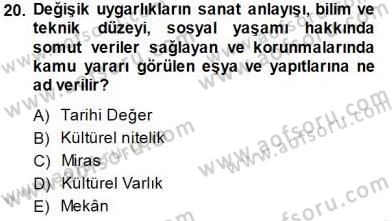 Turistik Alanlarda Mekan Tasarımı Dersi 2013 - 2014 Yılı (Final) Dönem Sonu Sınav Soruları 20. Soru