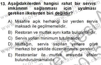 Turistik Alanlarda Mekan Tasarımı Dersi 2014 - 2015 Yılı (Final) Dönem Sonu Sınav Soruları 13. Soru