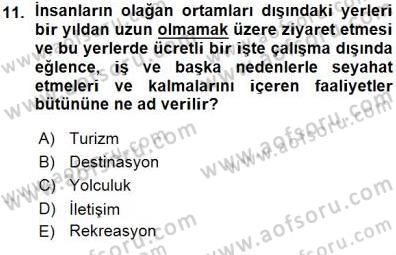 Turistik Alanlarda Mekan Tasarımı Dersi 2015 - 2016 Yılı (Vize) Ara Sınav Soruları 11. Soru