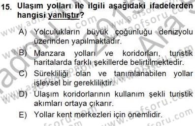 Turistik Alanlarda Mekan Tasarımı Dersi 2015 - 2016 Yılı (Vize) Ara Sınav Soruları 15. Soru