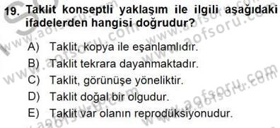 Turistik Alanlarda Mekan Tasarımı Dersi 2015 - 2016 Yılı (Final) Dönem Sonu Sınav Soruları 19. Soru