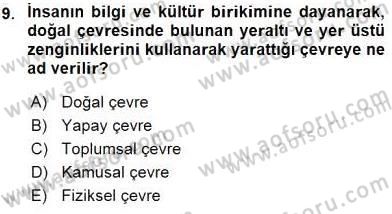 Turistik Alanlarda Mekan Tasarımı Dersi 2016 - 2017 Yılı (Vize) Ara Sınav Soruları 9. Soru