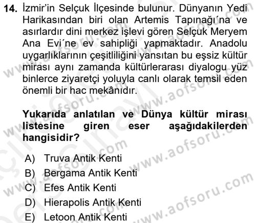 Turistik Alanlarda Mekan Tasarımı Dersi 2017 - 2018 Yılı 3 Ders Sınav Soruları 14. Soru