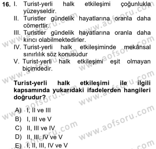Turistik Alanlarda Mekan Tasarımı Dersi 2017 - 2018 Yılı 3 Ders Sınav Soruları 16. Soru