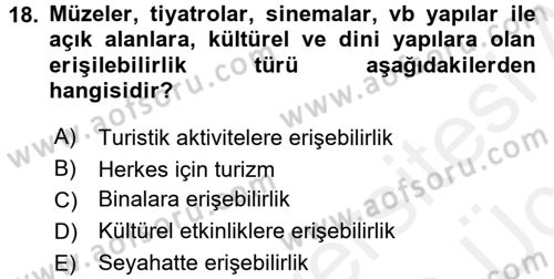 Turistik Alanlarda Mekan Tasarımı Dersi 2017 - 2018 Yılı 3 Ders Sınav Soruları 18. Soru