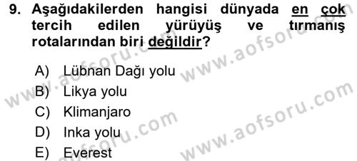 Turistik Alanlarda Mekan Tasarımı Dersi 2017 - 2018 Yılı 3 Ders Sınav Soruları 9. Soru