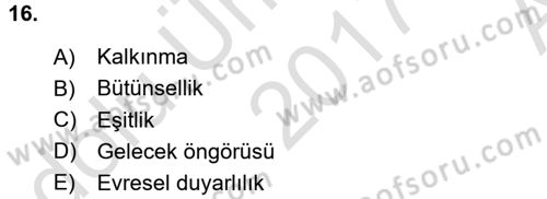 Turistik Alanlarda Mekan Tasarımı Dersi 2017 - 2018 Yılı (Vize) Ara Sınav Soruları 16. Soru