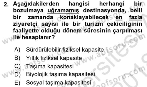 Turistik Alanlarda Mekan Tasarımı Dersi 2017 - 2018 Yılı (Vize) Ara Sınav Soruları 2. Soru