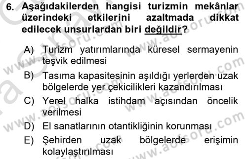 Turistik Alanlarda Mekan Tasarımı Dersi 2017 - 2018 Yılı (Vize) Ara Sınav Soruları 6. Soru