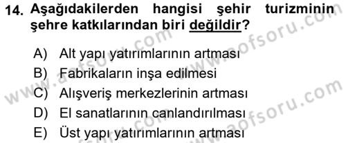Turistik Alanlarda Mekan Tasarımı Dersi 2017 - 2018 Yılı (Final) Dönem Sonu Sınav Soruları 14. Soru