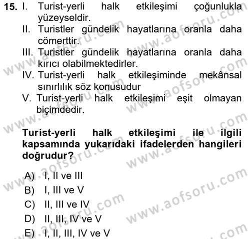 Turistik Alanlarda Mekan Tasarımı Dersi 2017 - 2018 Yılı (Final) Dönem Sonu Sınav Soruları 15. Soru