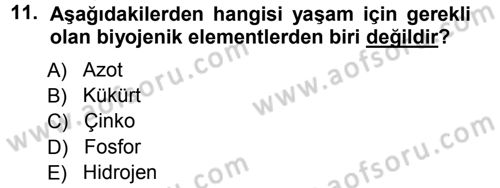 Ekoloji ve Turizm Dersi 2012 - 2013 Yılı (Vize) Ara Sınav Soruları 11. Soru