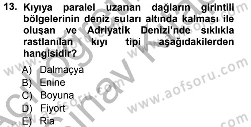 Ekoloji ve Turizm Dersi 2012 - 2013 Yılı (Vize) Ara Sınav Soruları 13. Soru