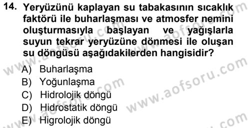 Ekoloji ve Turizm Dersi 2012 - 2013 Yılı (Vize) Ara Sınav Soruları 14. Soru