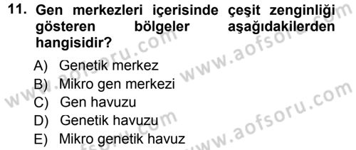 Ekoloji ve Turizm Dersi 2012 - 2013 Yılı (Final) Dönem Sonu Sınav Soruları 11. Soru