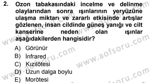 Ekoloji ve Turizm Dersi 2012 - 2013 Yılı (Final) Dönem Sonu Sınav Soruları 2. Soru