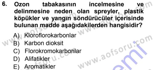 Ekoloji ve Turizm Dersi 2012 - 2013 Yılı (Final) Dönem Sonu Sınav Soruları 6. Soru