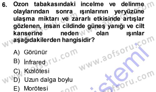 Ekoloji ve Turizm Dersi 2013 - 2014 Yılı (Vize) Ara Sınav Soruları 6. Soru