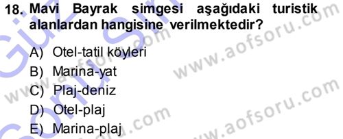 Ekoloji ve Turizm Dersi 2013 - 2014 Yılı (Final) Dönem Sonu Sınav Soruları 18. Soru