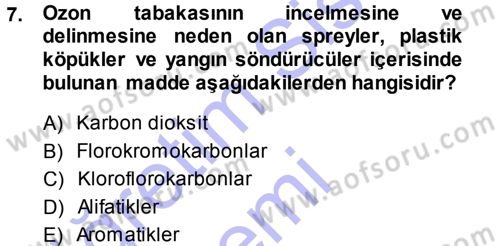 Ekoloji ve Turizm Dersi 2013 - 2014 Yılı (Final) Dönem Sonu Sınav Soruları 7. Soru