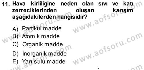 Ekoloji ve Turizm Dersi 2013 - 2014 Yılı Tek Ders Sınav Soruları 11. Soru