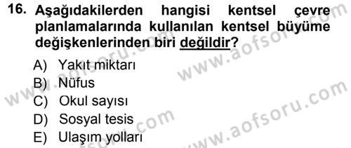 Ekoloji ve Turizm Dersi 2013 - 2014 Yılı Tek Ders Sınav Soruları 16. Soru