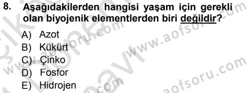 Ekoloji ve Turizm Dersi 2013 - 2014 Yılı Tek Ders Sınav Soruları 8. Soru