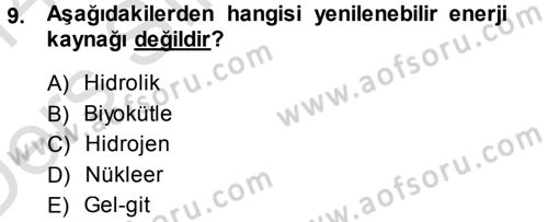 Ekoloji ve Turizm Dersi 2013 - 2014 Yılı Tek Ders Sınav Soruları 9. Soru