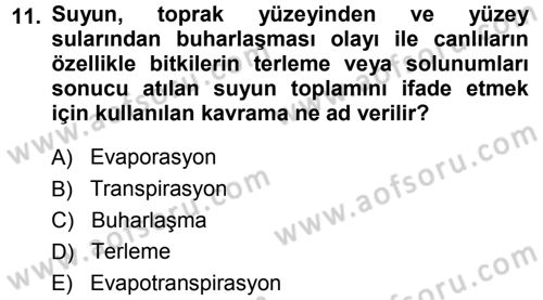 Ekoloji ve Turizm Dersi 2014 - 2015 Yılı (Vize) Ara Sınav Soruları 11. Soru